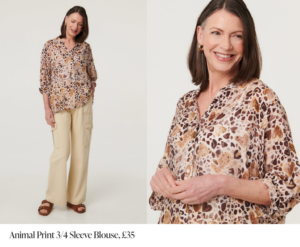 Animal Print 3/4 Sleeve Blouse | Shop Now