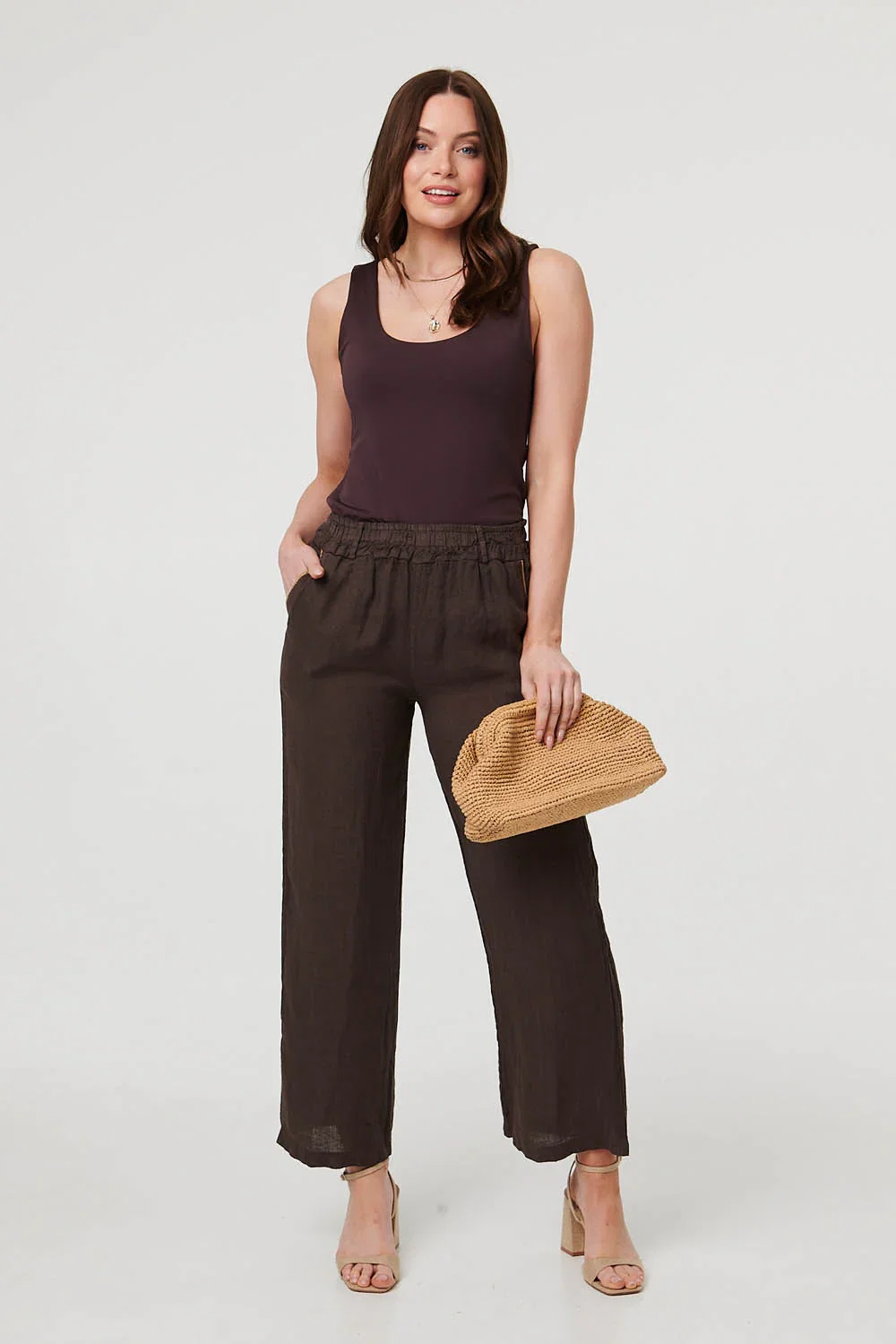 High Waist Wide Ankle Length Trousers