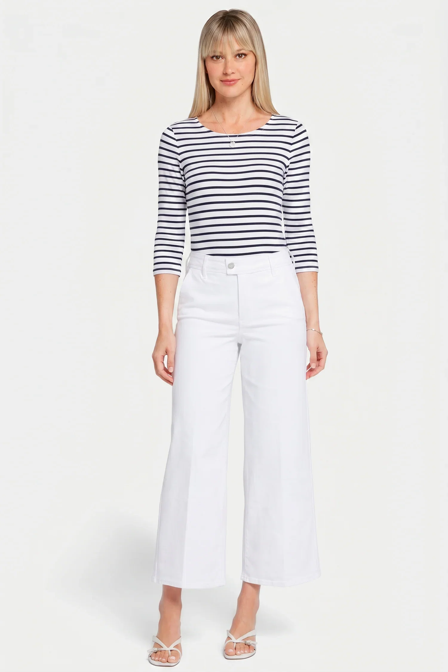 Image of Mona Wide Leg Trouser Ankle Jeans  - Optic White