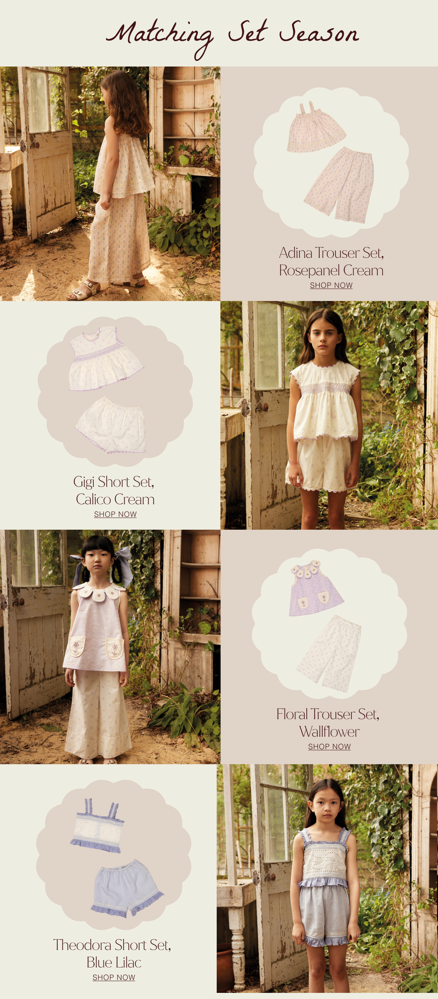 Shop matching set season