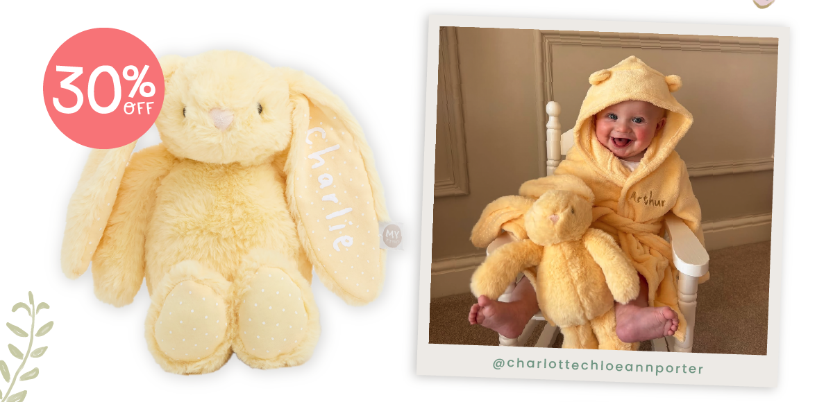 Personalised Sunshine Yellow Bunny Soft Toy