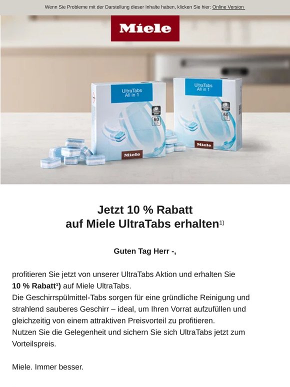 Miele UltraTabs jetzt zum Vorteilspreis