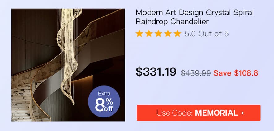 Modern Art Design Crystal Spiral Raindrop Chandelier