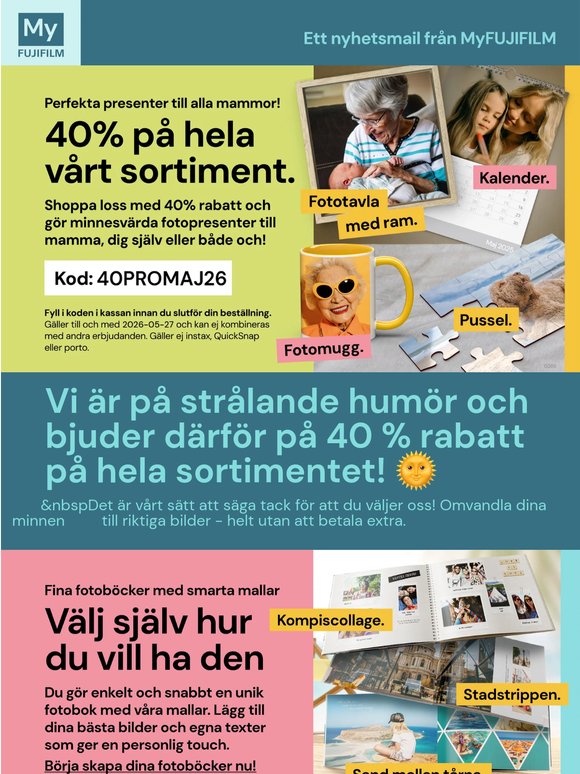 , nu får du hela 40 % rabatt på allt! 🙌