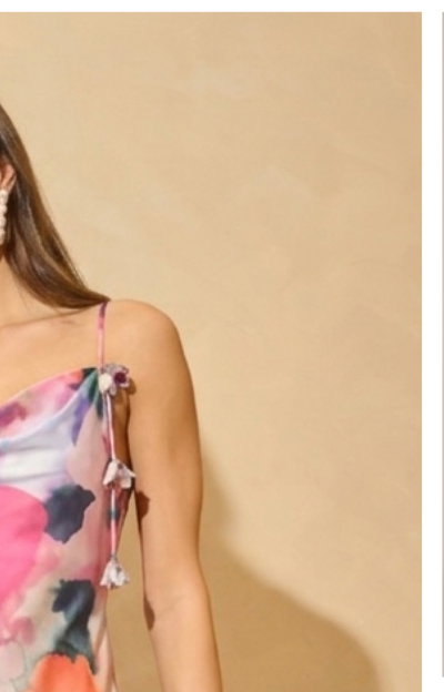 Cowl Neck 3D Floral Sateen Gown In Pink Orange Multi