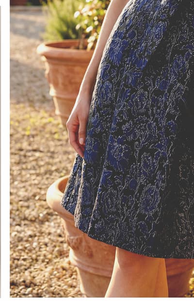 Jacquard Tie Front Fit And Flare Midi Dress In Black Navy