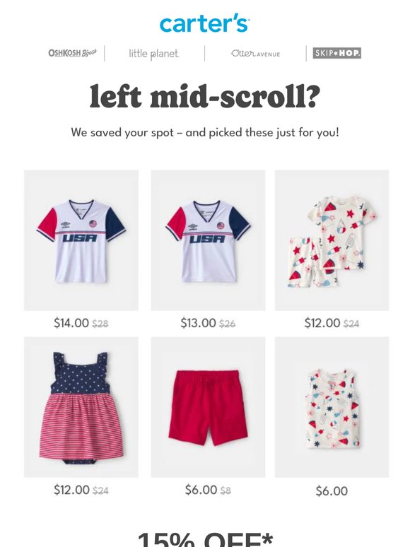 For you! 15% off those items you liked
