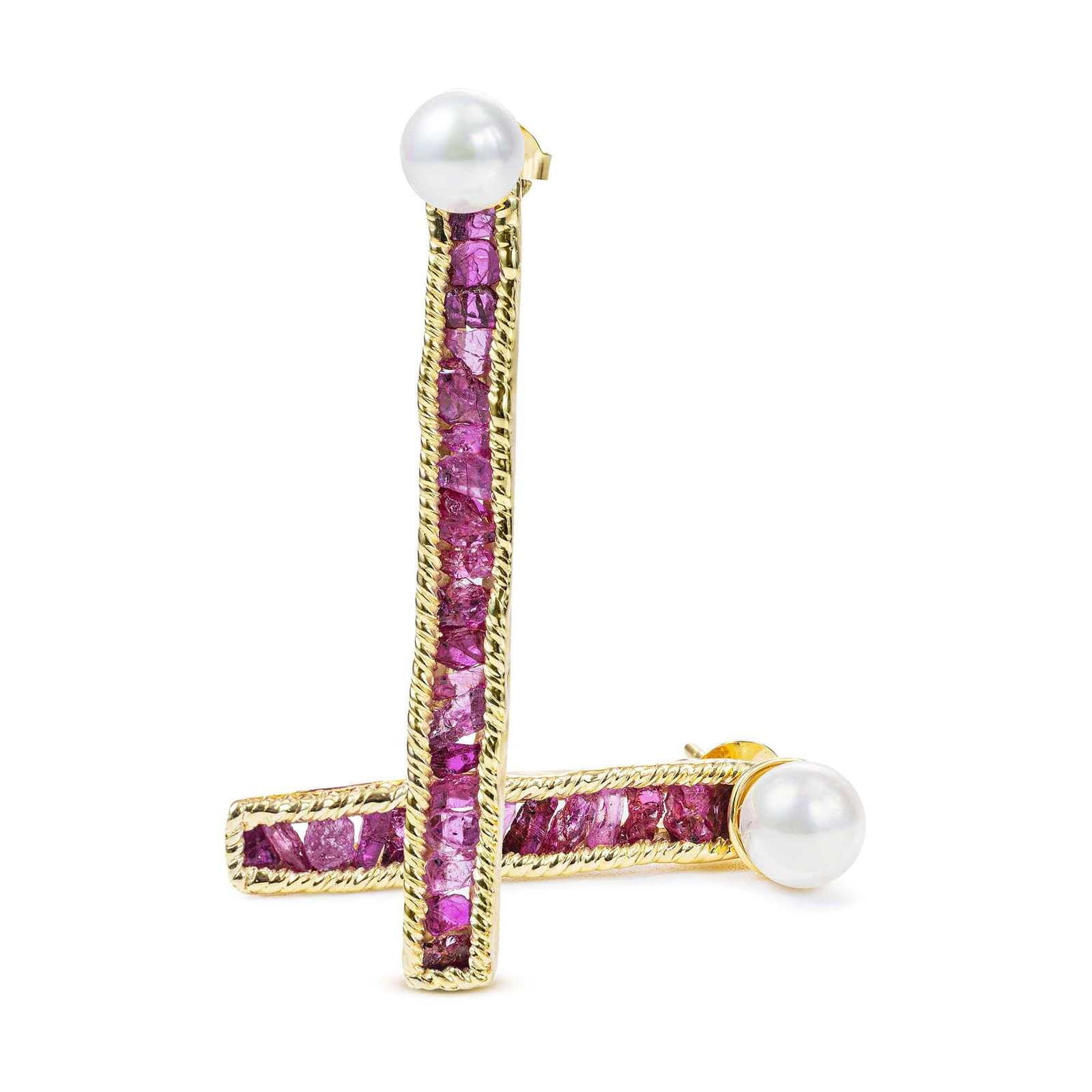 Esther Asymmetric Earrings with Raw...