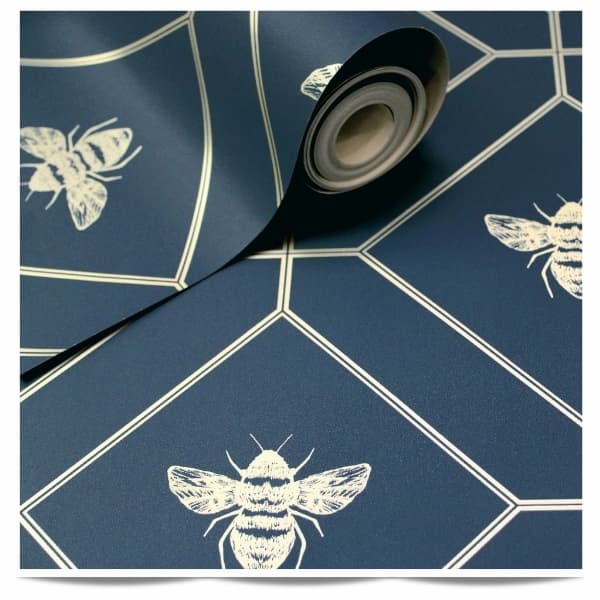 Honeycomb Bee Wallpaper Navy World of Wallpaper 50401