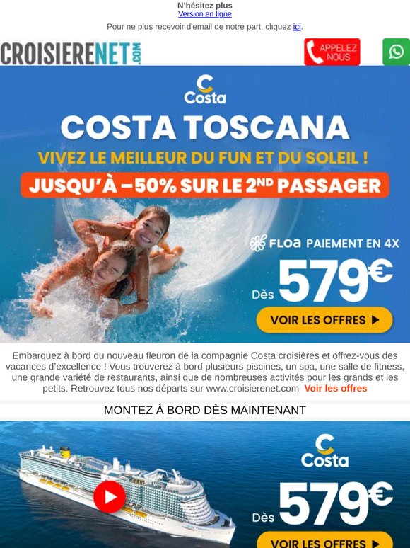 -50% sur le Costa Toscana !