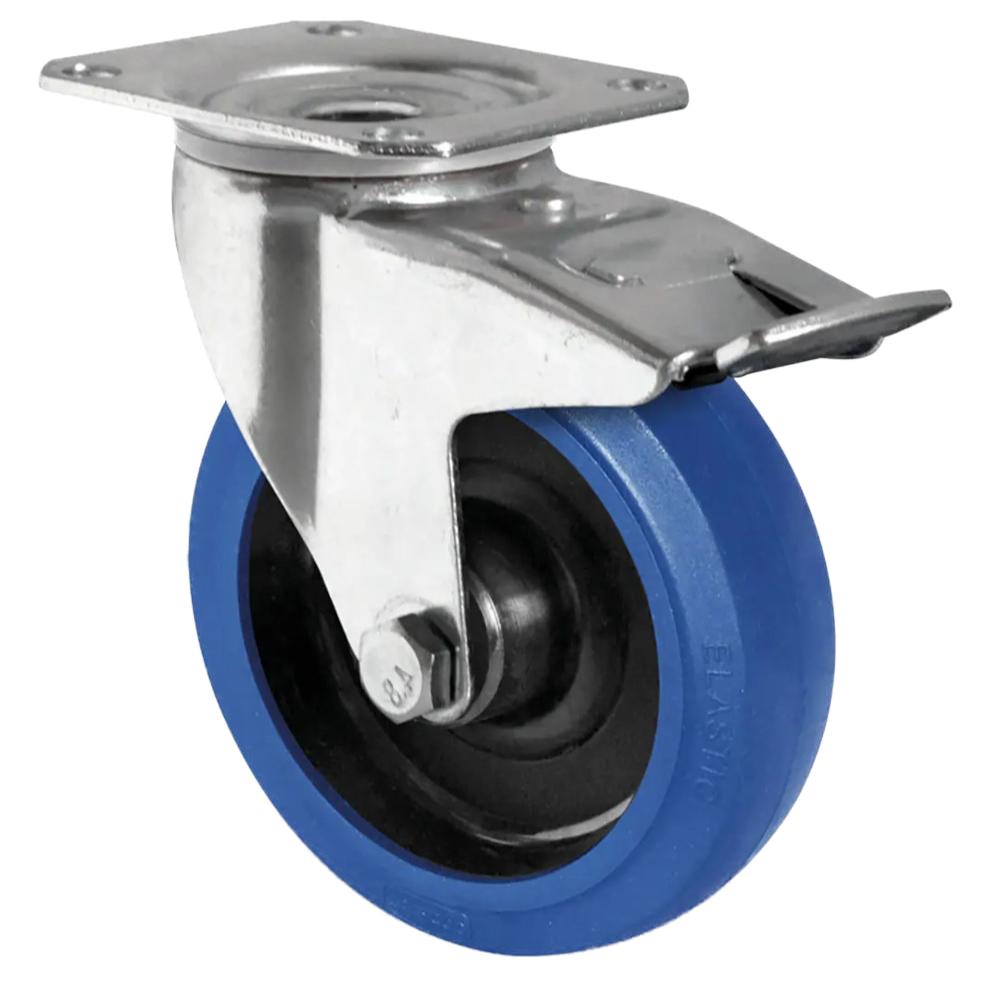 CASCOO Lenkrolle mit Totalfeststeller - Serie R4F1 - Elastik-Rad - Rad-Ø 80 bis 200 mm - Bauhöhe 105 bis 235 mm - Tragkraft 130 bis 350 kg