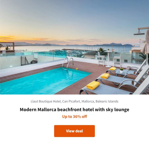 Modern Mallorca beachfront hotel with sky lounge