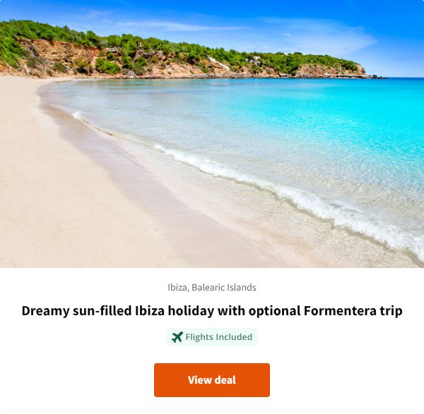 Dreamy sun-filled Ibiza holiday with optional Formentera trip