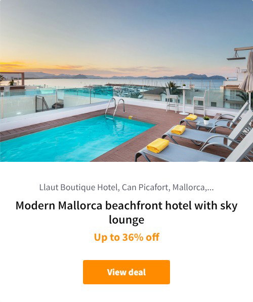 Modern Mallorca beachfront hotel with sky lounge