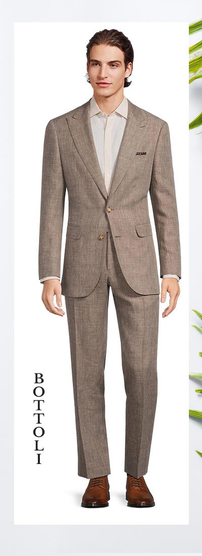 Natural Brown Wool & Linen Suit