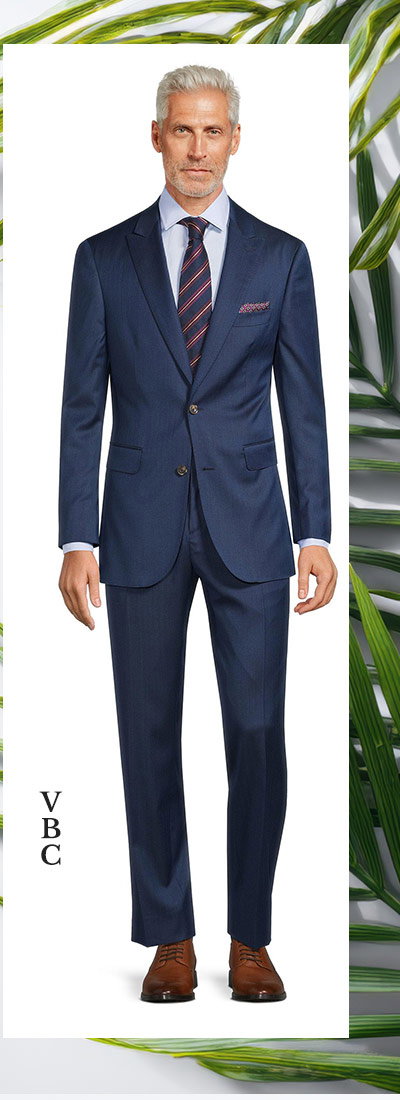 Navy Blue Wool & Silk Suit