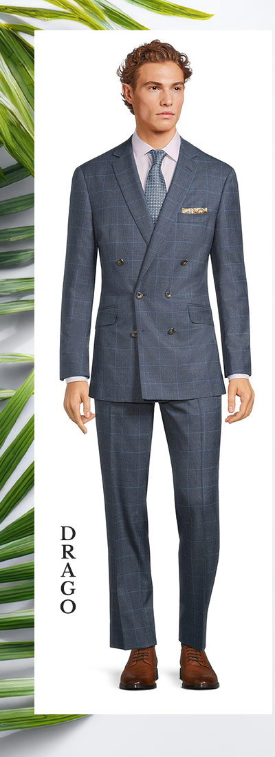Steel Blue Plaid with Blue Overcheck Suit