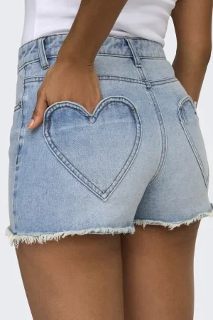 ONLY ONLZUMA HEART POCKET DNM SHORTS GUA light blue denim