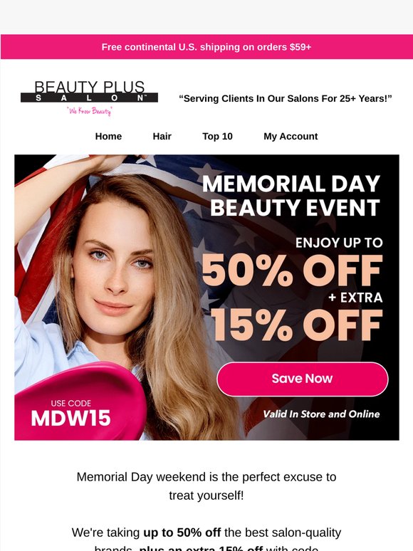 Memorial Day Beauty Savings: Up to 50% Off + Extra 15%!