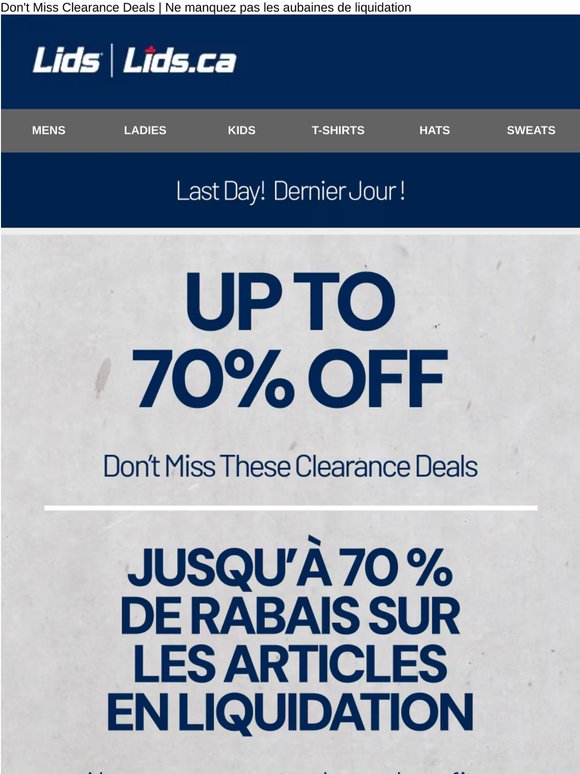 Up To 70% Off Ends Tonight | Jusqu’à 70 % de rabais — se termine ce soir