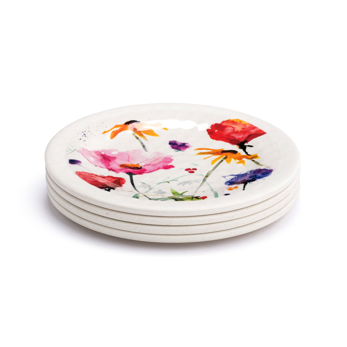 Wildflowers Melamine Appetizer Plates - Set of 4