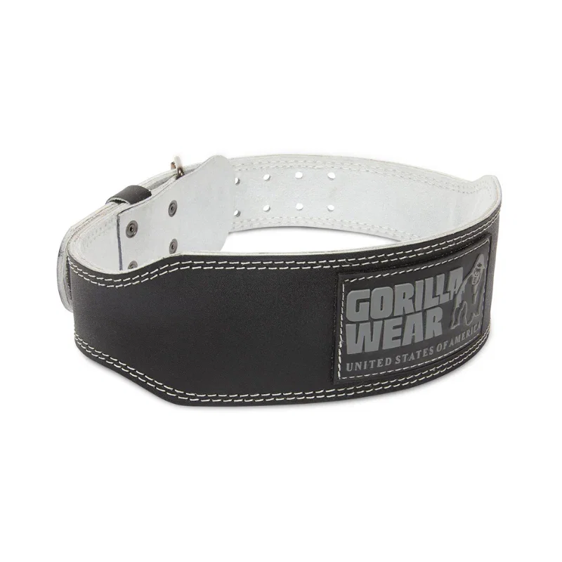Image of Gorilla Wear 4 Inch Padded Leather Lifting Belt, black/gray (p)