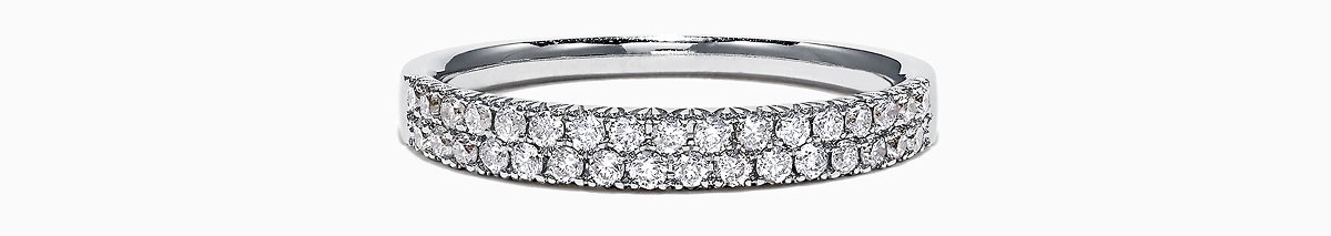 Pave Classica 14K White Gold Two Row Pave Diamond Band, 0.37 TCW
