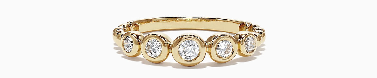 D'Oro 14K Yellow Gold Bezel Set Diamond Ring, 0.33 TCW