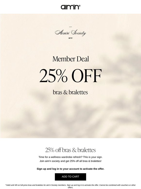 25% off bras and bralettes