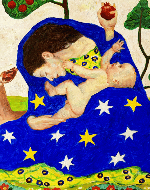 painting of a woman and baby