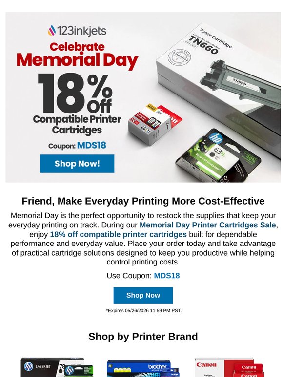 Memorial Day Ink Deal 🇺🇸 18% Off