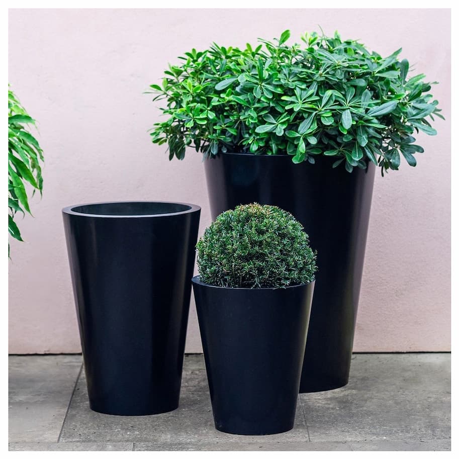 Black Zinc Tall Round Planter