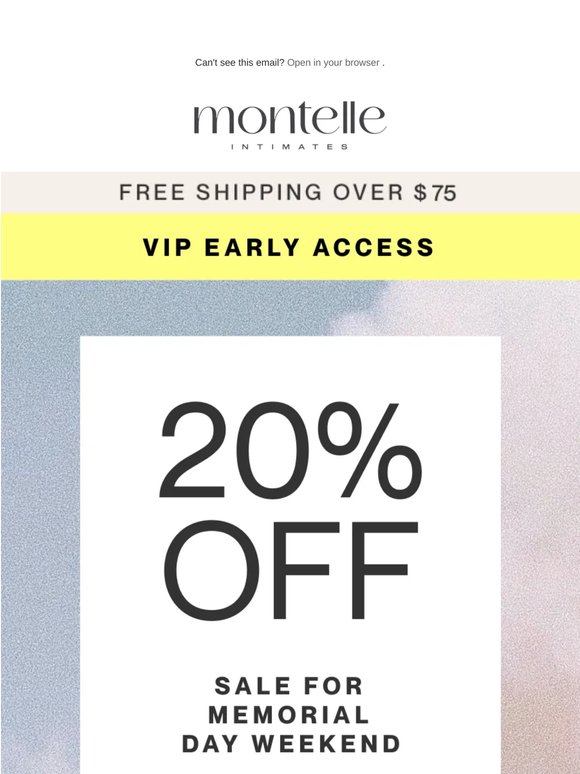 Memorial Day VIP event: extra 20% OFF sale  ✨