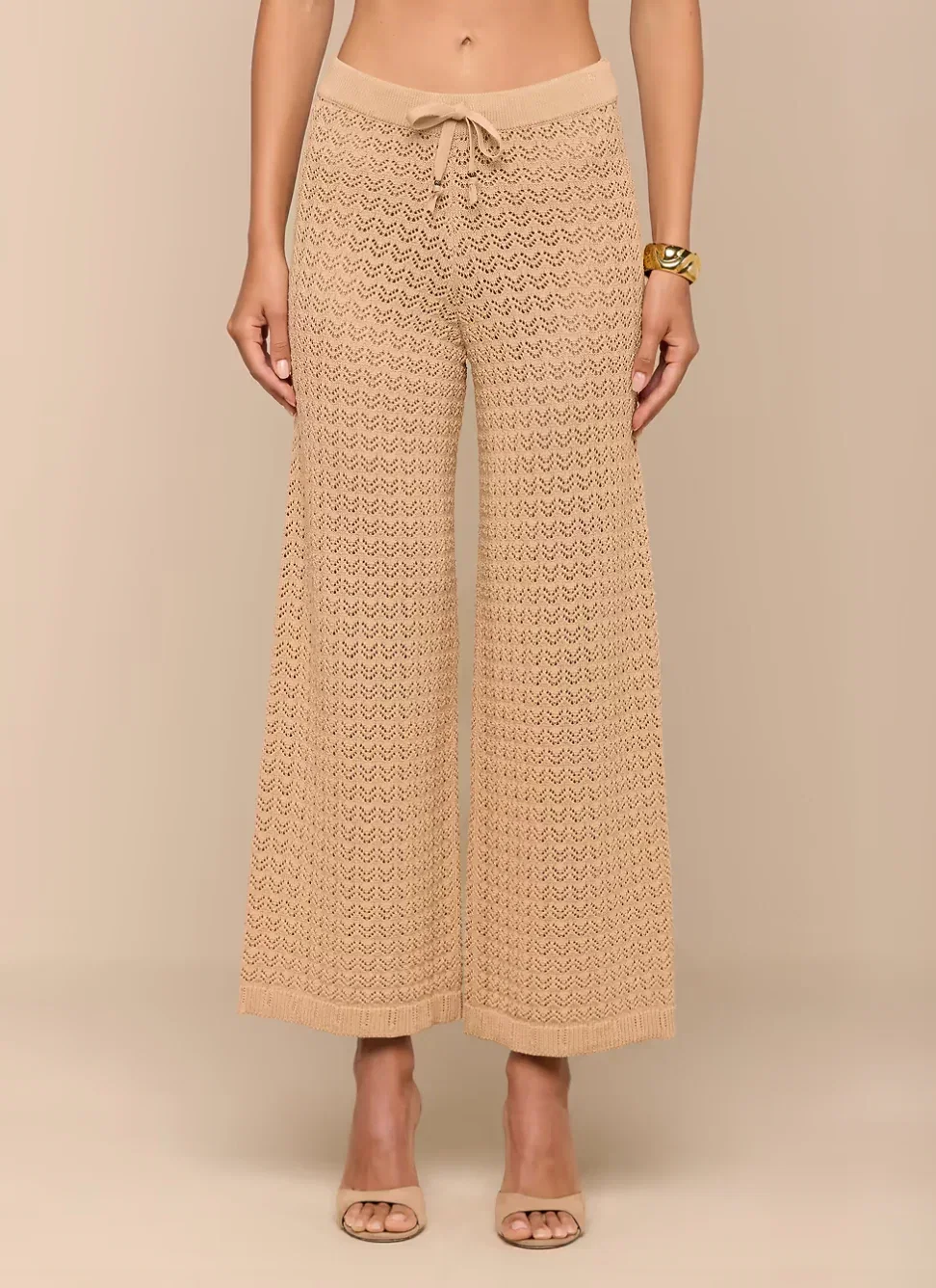 Image of  Gaelle Pointelle Knit Pant - Light Cappuccino