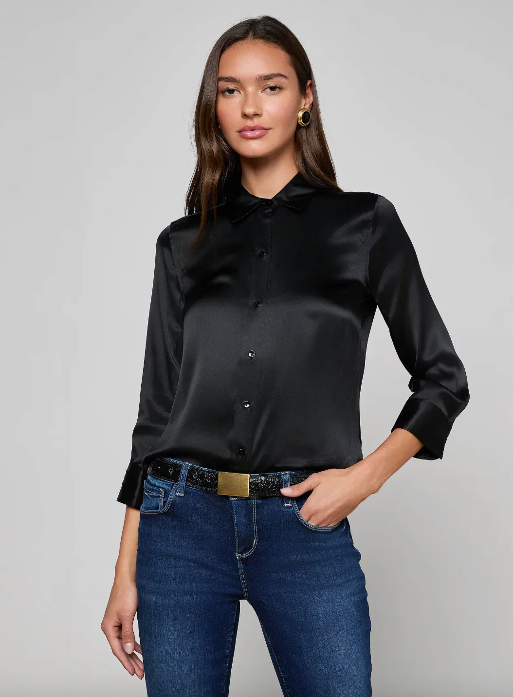 Image of  Dani Silk Blouse - Black
