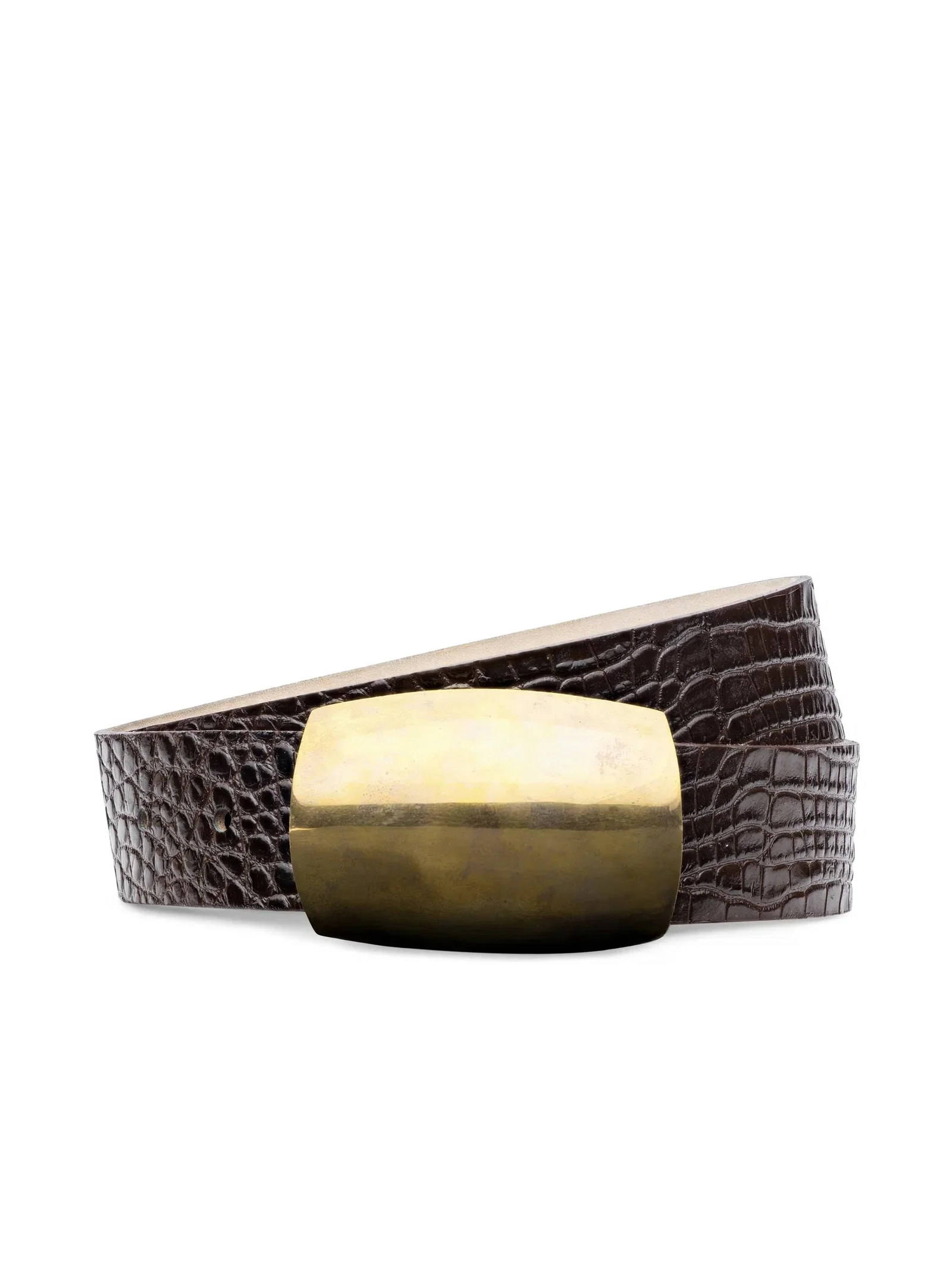 Image of Milou Belt - Chocolate Croc Embossed/Gold