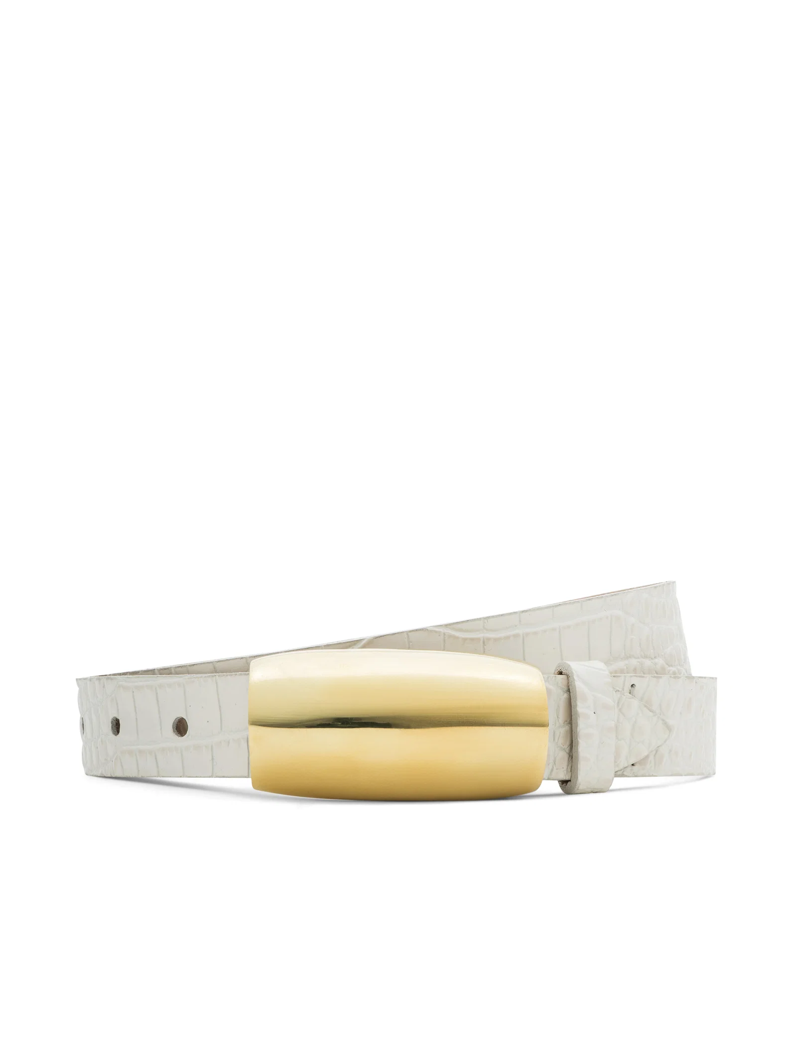 Image of  Marlowe Croc-Embossed Leather Belt - Vintage White