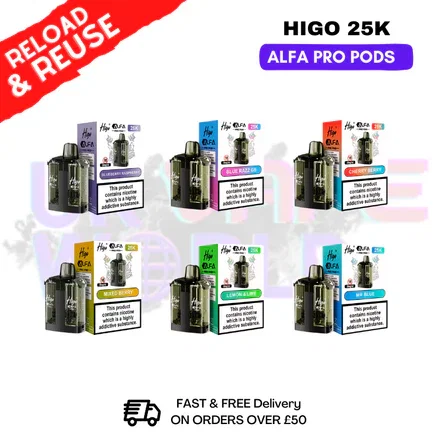 Higo Alfa Pro 25K Replacement Pods - Any 2 For £13