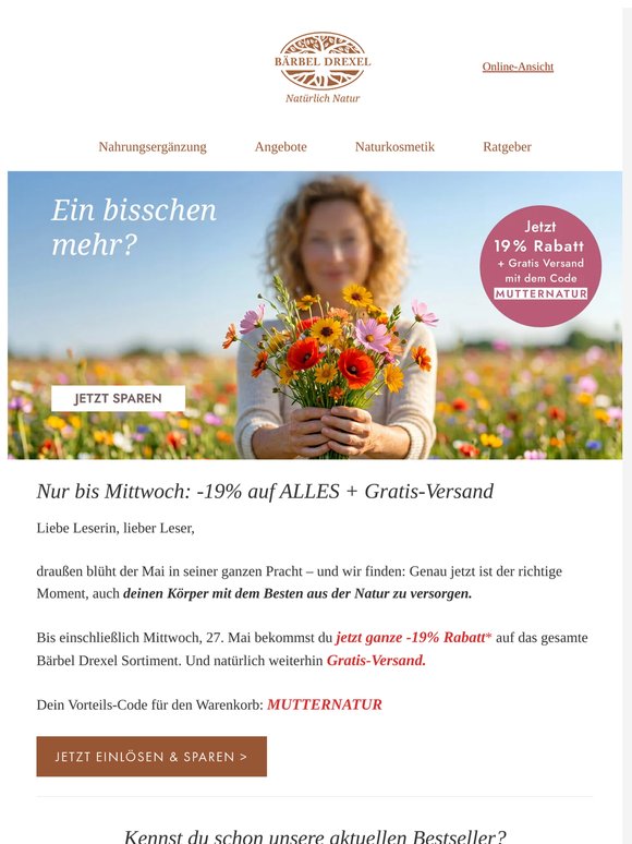 Nur bis Montag: -19% auf ALLES & Gratis-Versand