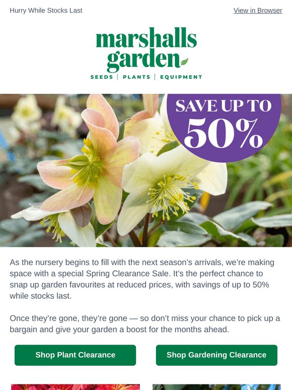 Spring Clearance Now On – Save Up to 50%