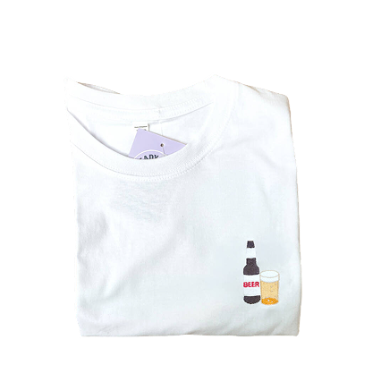 Beer And Pint Embroidered T Shirt. Fathers Day / Birthday Gift