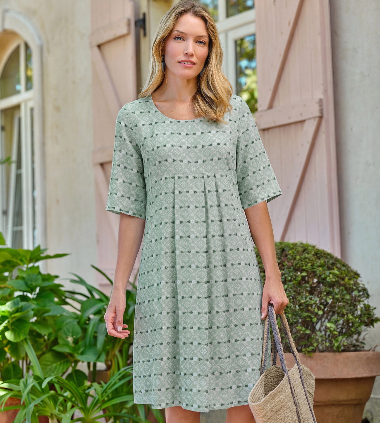 Womens Linen Pocket Tunic Dress
