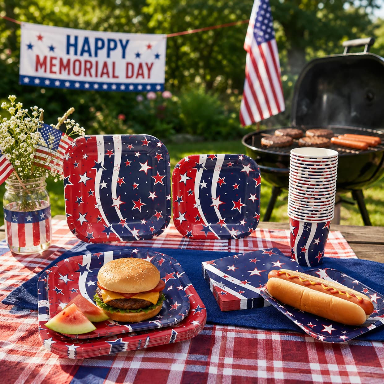 Temp-tations Patriotic Paper Dinnerware at a BBQ