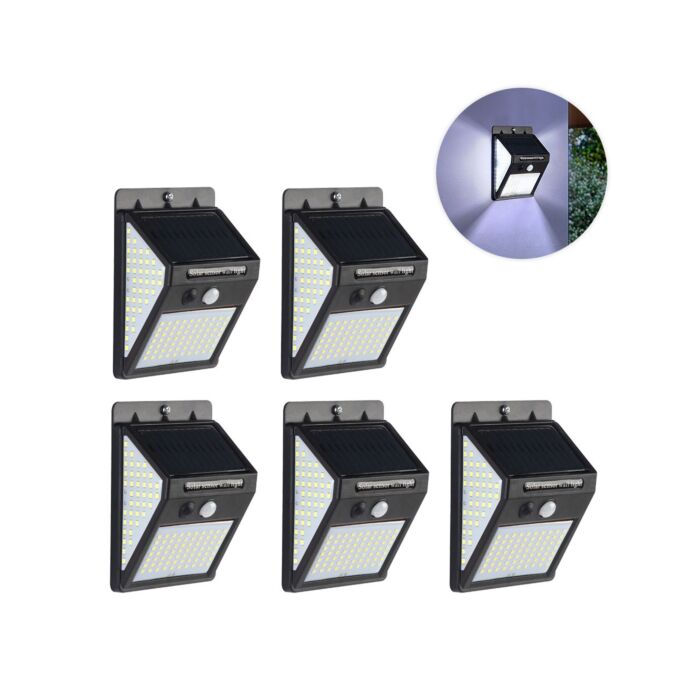 Sicherheitslampen, 150 LEDs, 5er-Set , schwarz