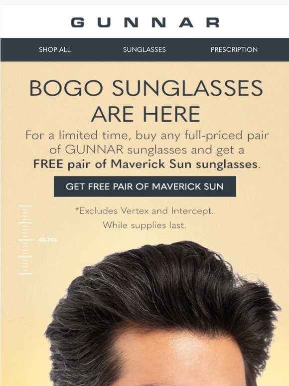 Buy One Sunglass, Get Maverick Sun FREE