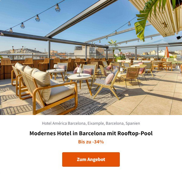 Modernes Hotel in Barcelona mit Rooftop-Pool
