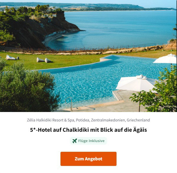 5*-Hotel auf Chalkidiki mit Blick auf die Ägäis