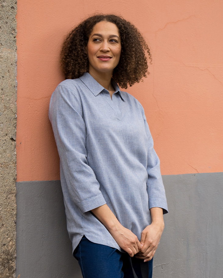 Women's palm 3/4 length sleeve shirt shell blue