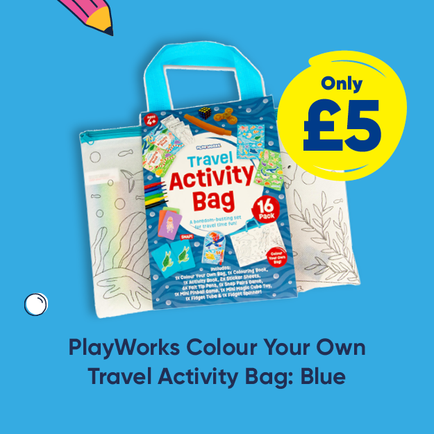 PlayWorks Colour Your Own Travel Activity Bag: Blue only £5
