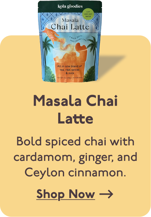 Masala Chai Latte Bold spiced chai with cardamom, ginger, and Ceylon cinnamon. Shop Now >